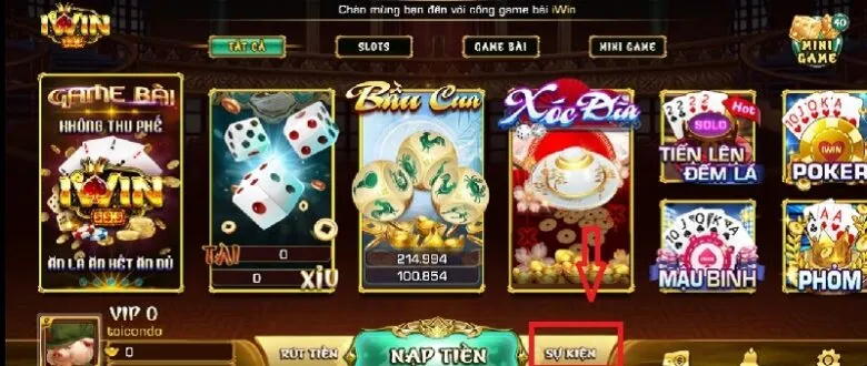 Trang chủ của cổng game bài đổi thưởng Iwin