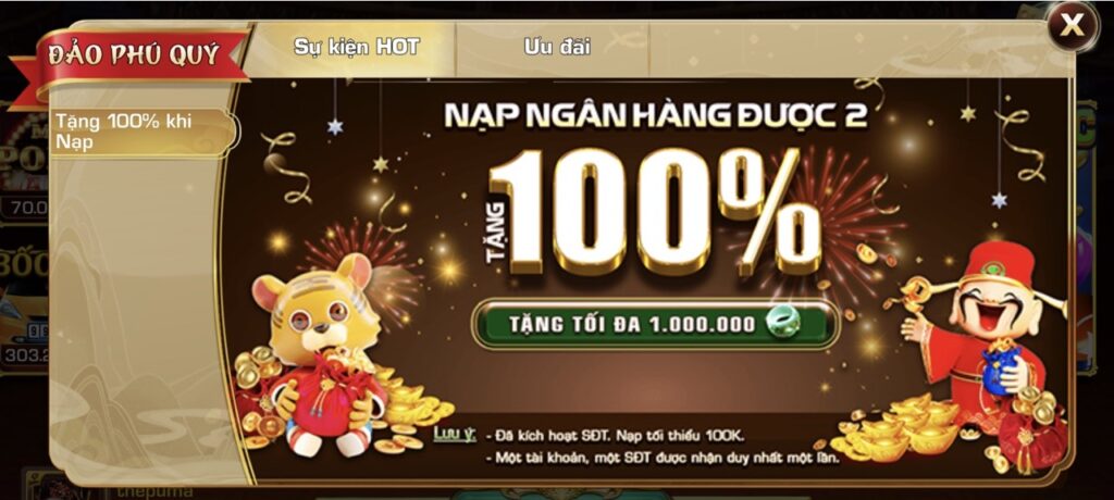 Khuyến mãi tặng 100% tại Iwin68 club